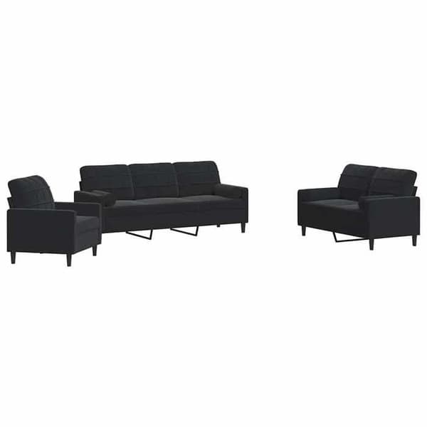 Maison Exclusive - Sæt af 3 sofaer med puder og sorte velourpuder