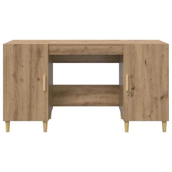 Maison Exclusive - Håndlavet egetræsbureau i ingeniørtræ 140 x 50 x 75 cm