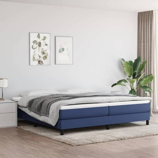 Maison Exclusive - Sängram med ribbor blå 200x200 cm tyg blå