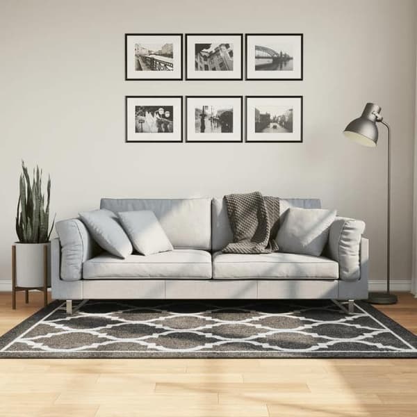 Vaskbart tæppe - Eksklusiv Hus - 120x180 cm - polyester velour - sort og hvid svart och vitt