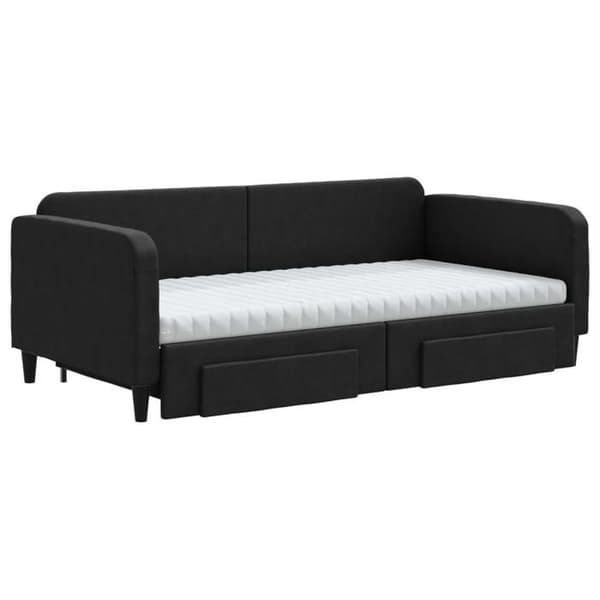 Maison Exclusive - Sengebænk med udtræk og skuffer sort 100x200 cm stof