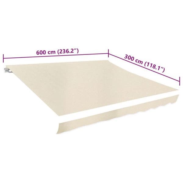 Markisedug - Eksklusivt Hus - Creme - 100% Polyester - Til ramme 6 x 3 m (580 x 295 cm) Grädde
