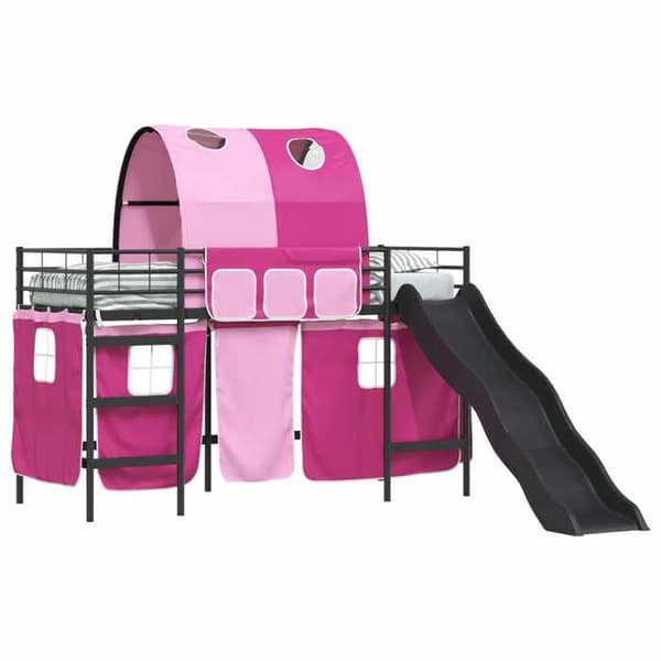 Lys barn - EKSKLUSIVT HUS - Loft ark - Sort og rosa - Solid stål - Indbygget rutsjebane svart och rosa