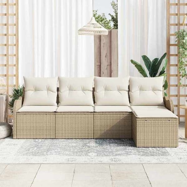 Trädgårdsoffmöbel - EXKLUSIVT HEM - Set 5 delar - Beige - Poly rattan - Modulär beige