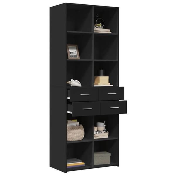 Maison Exclusive - Sort høj buffet 70x42,5x185 cm ingeniørtræ