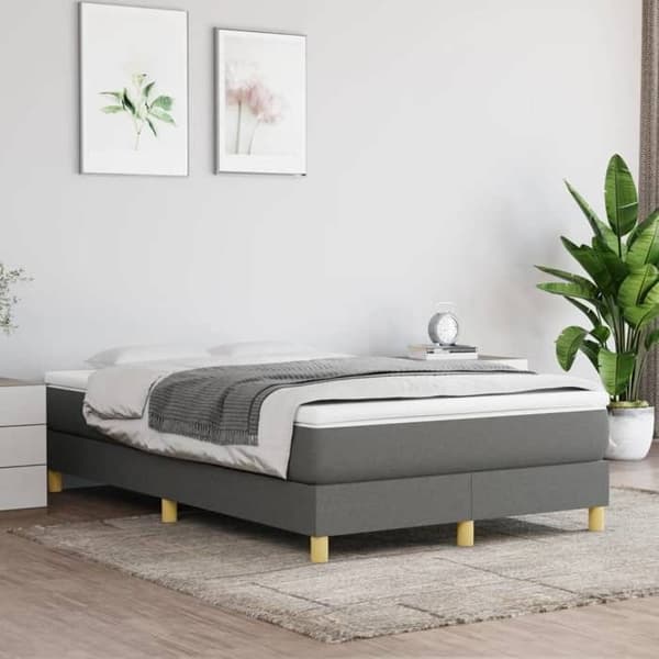 Maison Exclusive - Sängram med lameller mörkgrå 120x200 cm tyg mörkgrå