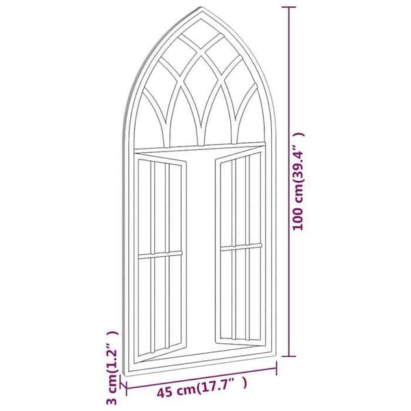 Maison Exclusive - Musta puutarhapeili 100x45 cm Rautaa ulkokäyttöön