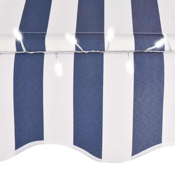 Maison Exclusive - Manuell utdragbar markis med LED 150 cm Blå och vit Blå och vit