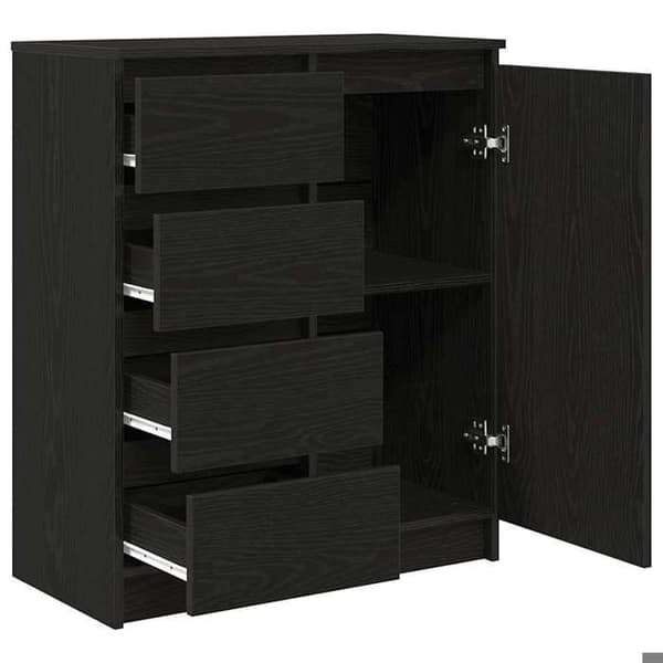 Maison Exclusive - Buffet med skuffer i sort eg 71x35x84 cm ingeniørtræ