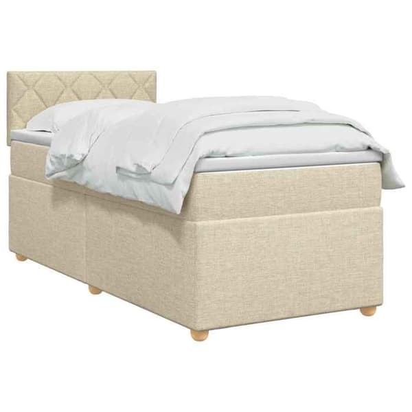 Maison Exclusive - Boxspring säng med madrass Crème 90 x 200 cm Tyg