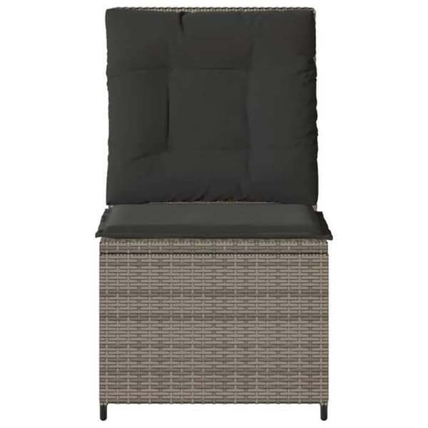 Maison Exclusive - Justerbar trädgårdssoffa med grå kuddar i flätad resin