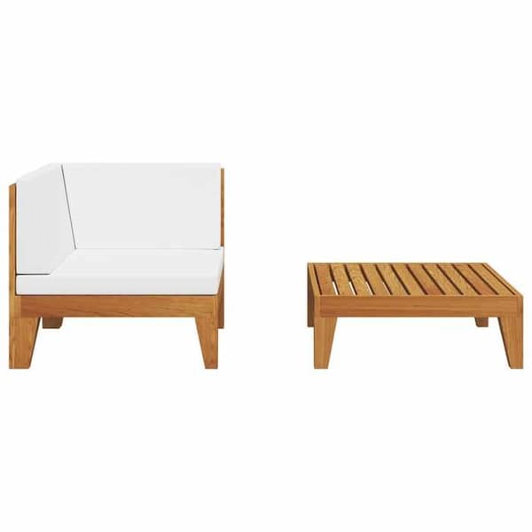 Maison Exclusive - Havegruppe 2 stk med puder i solid akacietræ Bruten vit (kuddar)