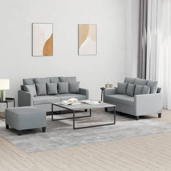 Maison Exclusive - Sæt af 3 sofaer med puder Lys grå Stof