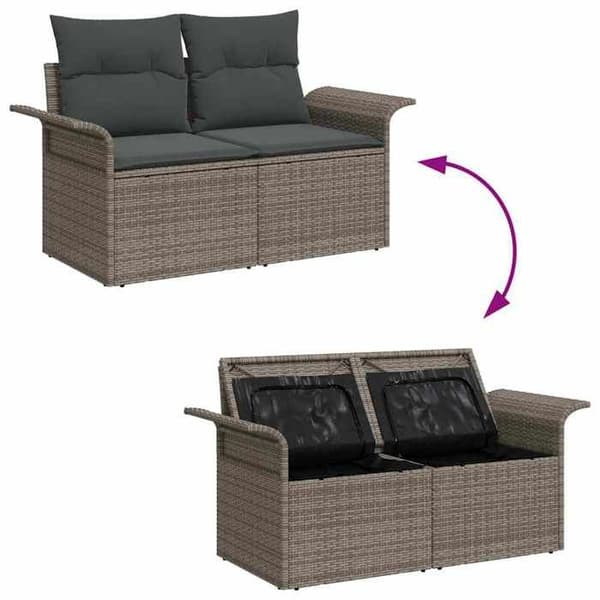 Maison Exclusive - 10 osan puutarhakalustesarja Harmaa Poly Rattan