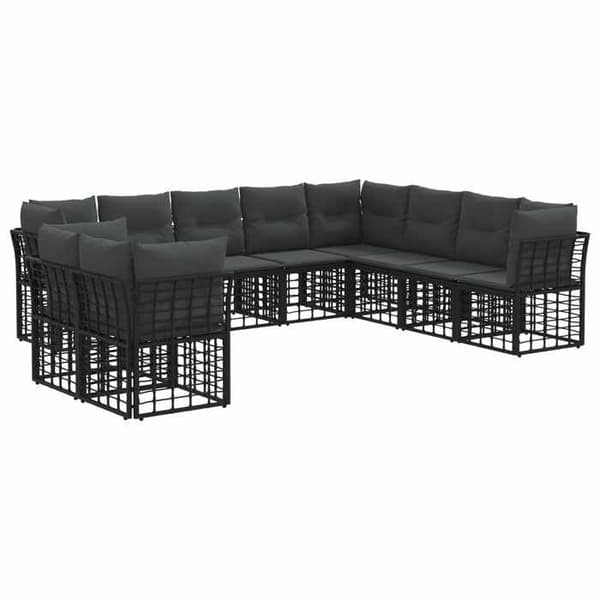 Udendørs sofa - EKSKLUSIV HUS - Sæt af udendørs sofaer - Sort - Poly rattan - Vandafvisende polyester puder Svart