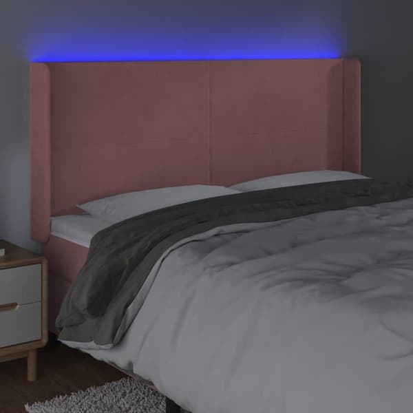 Maison Exclusive - LED-päätyruutu Vaaleanpunainen 203x16x118/128 cm Sametti rosa