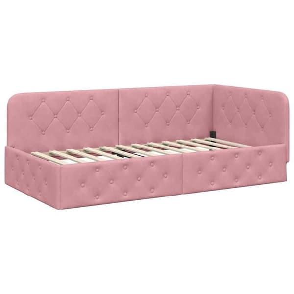 Maison Exclusive - Hörnsängram Rosa 90 x 200 cm Sammet Ros