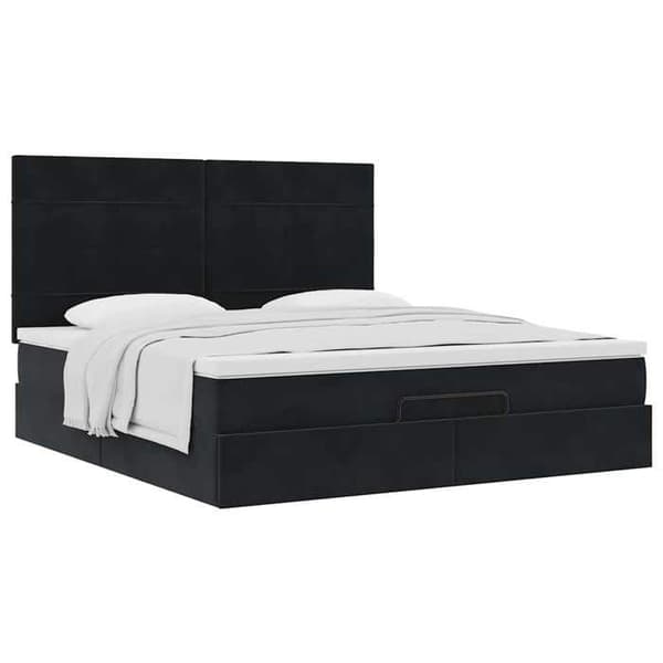 Maison Exclusive - Ottoman-seng med sort madras 200x200cm fløjl