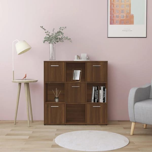 Maison Exclusive - Bibliotek Egetræ brun 90x30x90 cm Ingeniørtræ
