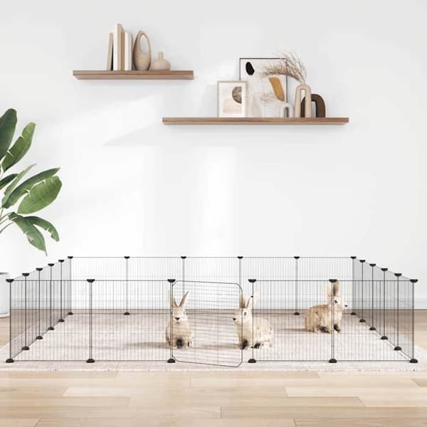 Maison Exclusive - 20-panelers kæledyrbur med sort dør 35x35 cm