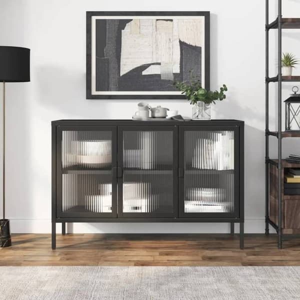 Maison Exclusive - Buffet sort 105x35x70 cm glas og stål