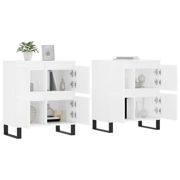 Maison Exclusive - Buffeter 2 stk hvidt ingeniørtræ Vit