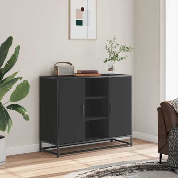 Maison Exclusive - Buffé svart 92x35x76 cm ingenjörsträ