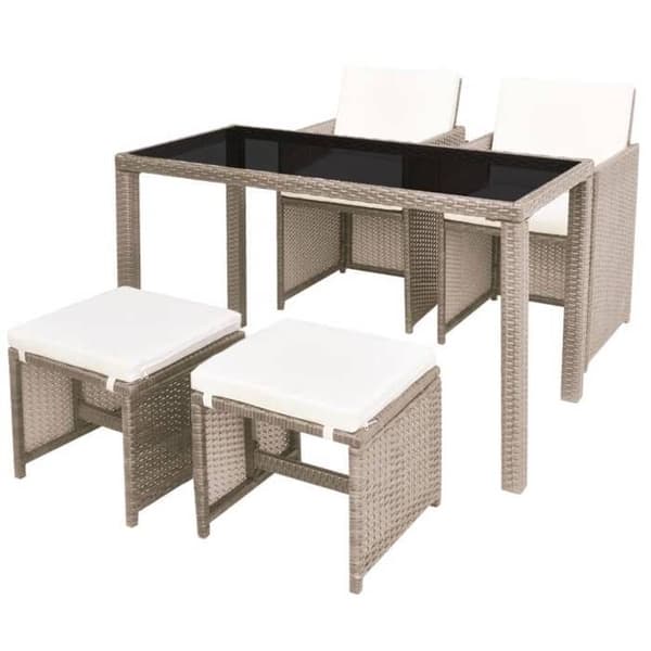 Maison Exclusive - Utomhusmatgrupp med kuddar 5 delar Rotsin Beige