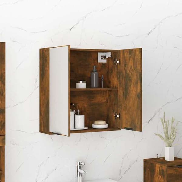 Maison Exclusive - Spejlskab til badeværelse Røget eg 64x20x67 cm