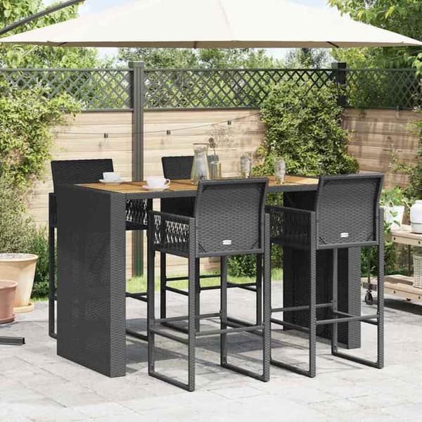 Havemøbel sæt - MAISON EXCLUSIVE - 5 dele sæt - Vejrbestandig poly rattan - Stålramme - Sort Svart