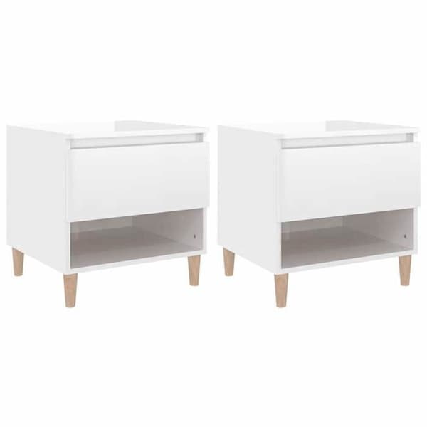 Maison Exclusive - Sängbord 2 st Vit blank 50x46x50 cm Strålande vit