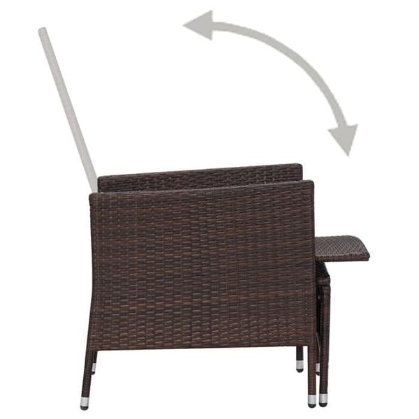 Maison Exclusive - Fällbar trädgårdsstol med kuddar, flätad resin, brun