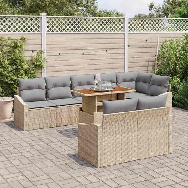 Trädgårdsmöbler - EXKLUSIVT HUS - Modulär - Beige - Poly rattan - 9 delar beige