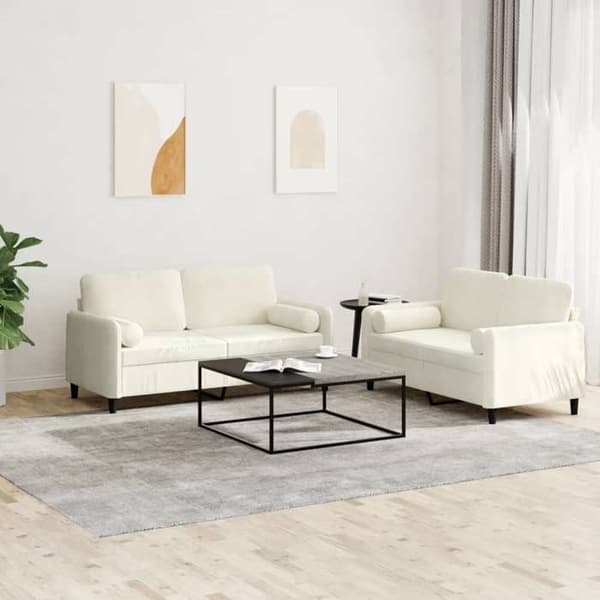 Maison Exclusive - Sæt af 2 sofaer med creme velour puder