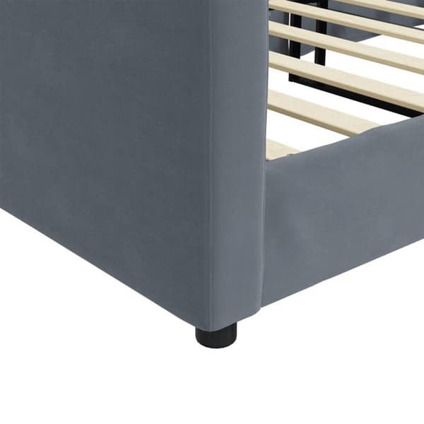 Dagsäng - EXKLUSIVT HUS - 90x200 cm - Mörkgrå sammet - Inkluderad ribbotten - Metallstruktur mörkgrå