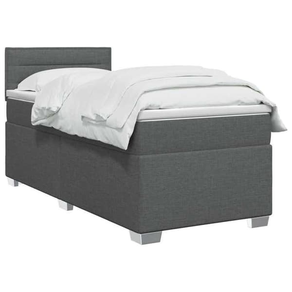 Maison Exclusive - Boxspring säng med madrass Mörkgrå 90 x 190 cm Tyg