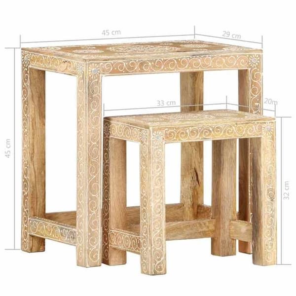Maison Exclusive - Håndmalede sideborde 2 stk Solid Mango Træ Målad (varierande mönster, slumpmäs