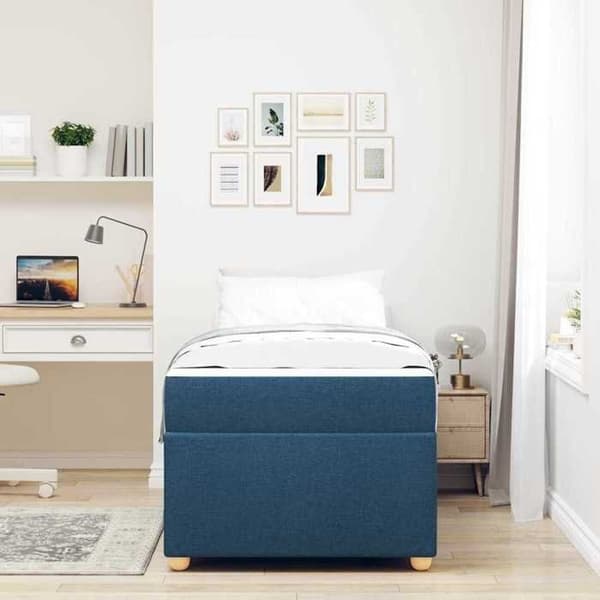 Maison Exclusive - Sängram med madrass Blå 90 x 190 cm tyg
