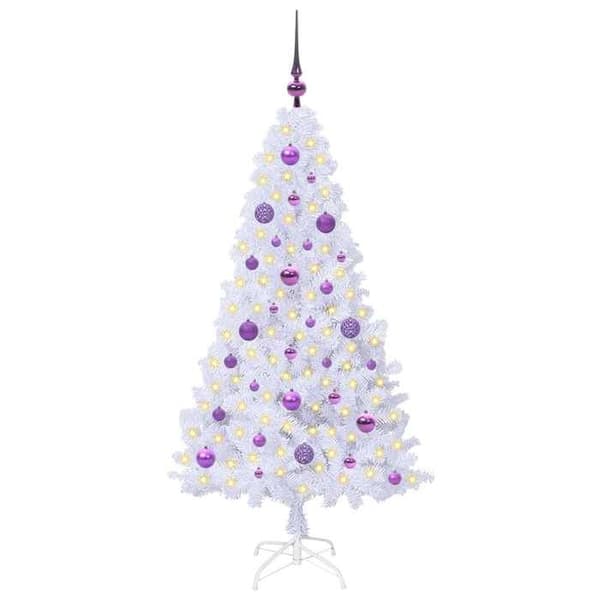 Kunstigt juletræ - EKSKLUSIV HUS - 150 cm - Hvid - PVC & stål - LED USB 8 tilstande Vit