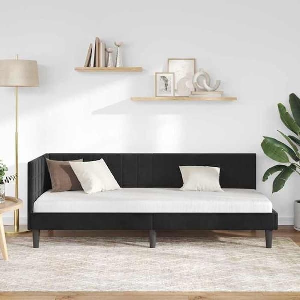 Maison Exclusive - Sort hjørneseng 80 cm x 200 cm i velour
