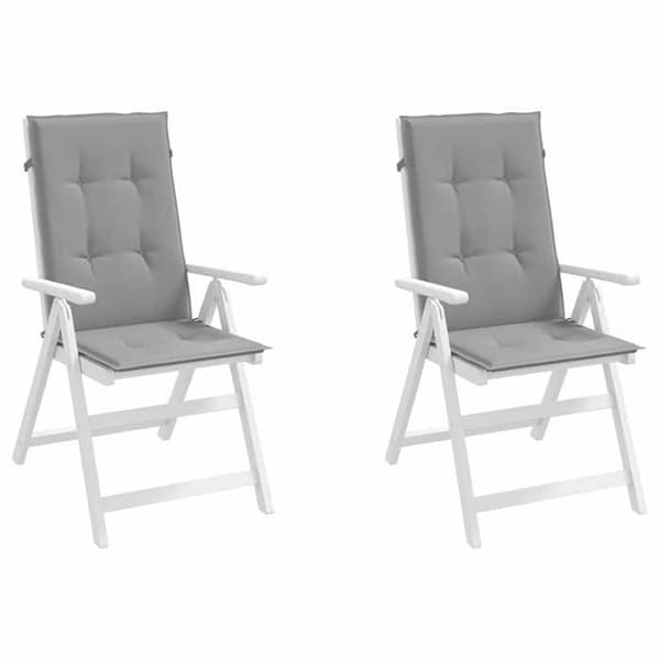 Maison Exclusive - Hög ryggstolskuddar för trädgård, 2-pack, grått tyg