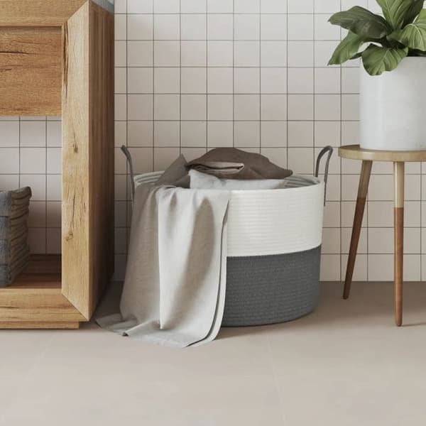Maison Exclusive - Grå och vit förvaringskorg Ø51x33 cm i bomull grått och vitt