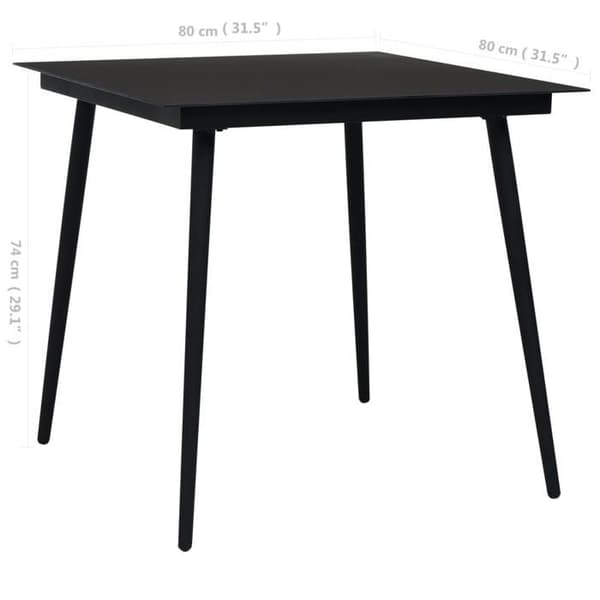 Maison Exclusive - Have spisebord Sort 80x80x74 cm Stål og glas