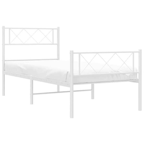 Sengestel - EKSKLUSIV HUS - 100x200 cm - Hvid metal - Lamelseng - Opbevaring under seng Vit