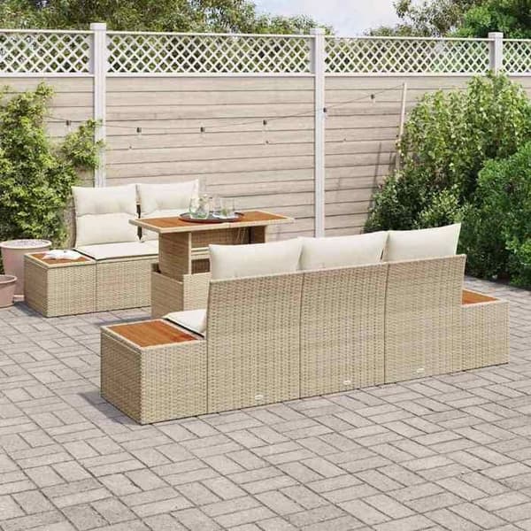 Maison Exclusive - 6 osan puutarhakalustesarja Beige ja kerma