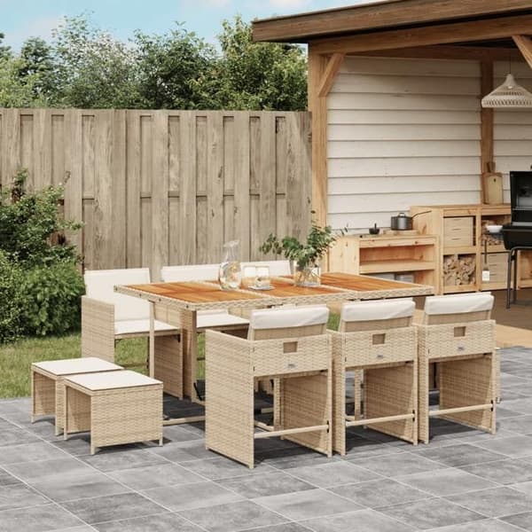 Maison Exclusive - Puutarhakalusteryhmä ja tyynyt 11 kpl beige polyrottinki