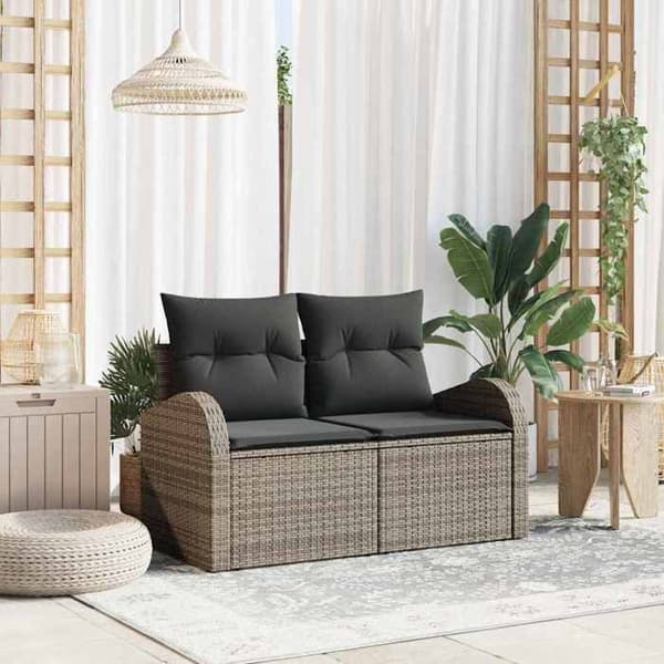 Havemøbel - EKSKLUSIV HUS - 124 x 62 x 69 cm - Grå - UV-bestandig poly rattan - Robust stålramme Grå