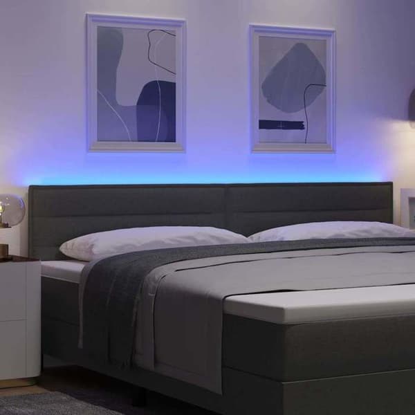 Maison Exclusive - LED-hovedgærde med LED-strips Mørkegrå 200 cm stof