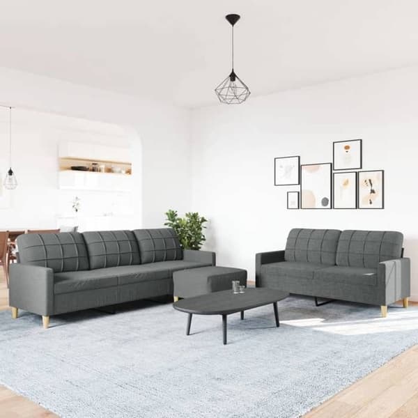Sohvaryhmä - MAISON EXCLUSIVE - 3 osaa - Tummanharmaa - Polyesterikangas - Vankka metallirunko Mörkgrå