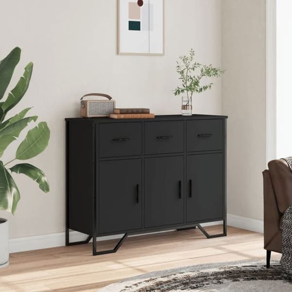 Maison Exclusive - Buffet sort 97x32,5x74,5 cm ingeniørtræ